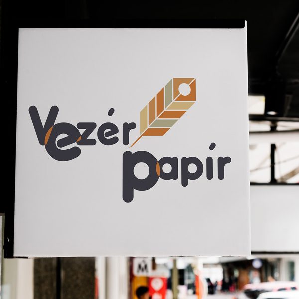 papír-írószer bolt számára készült arculattervezés grafika látványterve üzlettáblával