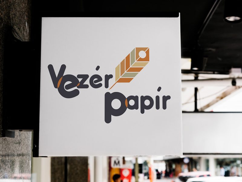 papír-írószer bolt számára készült arculattervezés grafika látványterve üzlettáblával